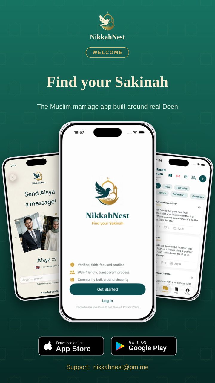 Welcome: Find your Sakinah. The Muslim marriage app built around real deen.